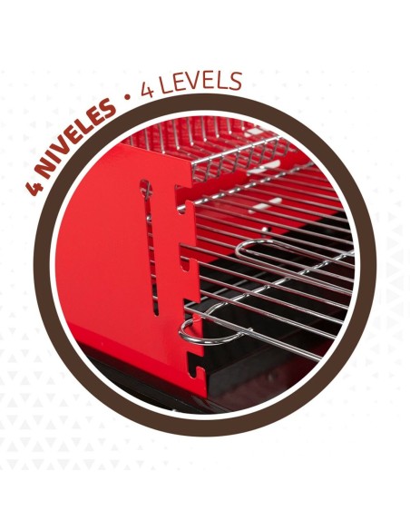Roues de barbecue au charbon de bois Aktive Acier Plastique Métal émaillé 66 x 85 x 44 cm Rouge