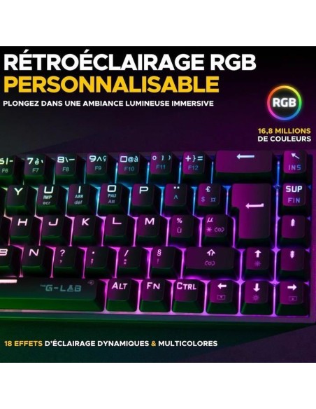 Clavier pour jeu The G-Lab KEYZ TITAN Noir AZERTY