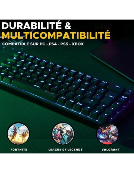 Clavier pour jeu The G-Lab KEYZ TITAN Noir AZERTY
