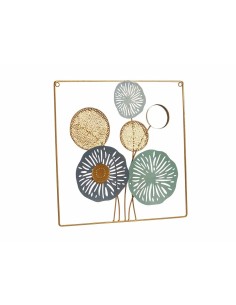 Décoration murale Multicouleur Fleurs Miroir Métal Verre 45 x 45 x 2 cm (4 Unités) 2