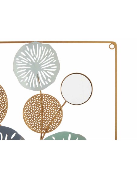 Décoration murale Multicouleur Fleurs Miroir Métal Verre 45 x 45 x 2 cm (4 Unités)