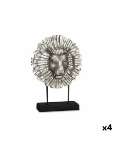 Figurine Décorative Lion Argenté 28 x 38,5 x 11,5 cm (4 Unités)