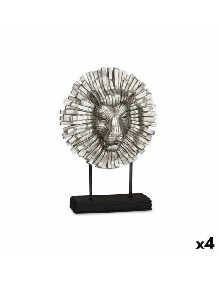 Figurine Décorative Lion Argenté 28 x 38,5 x 11,5 cm (4 Unités)