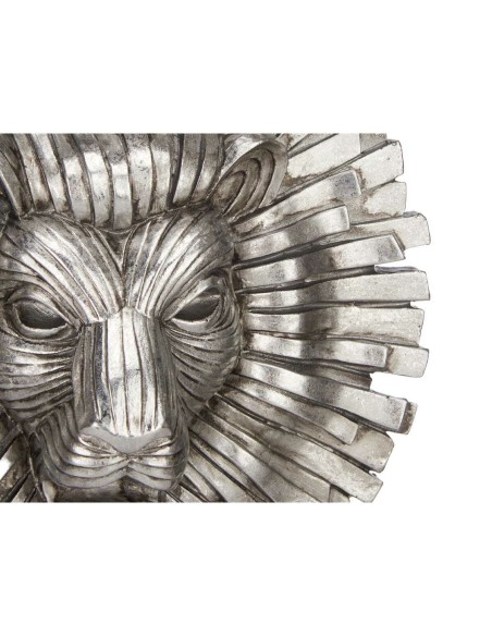 Figurine Décorative Lion Argenté 28 x 38,5 x 11,5 cm (4 Unités)