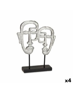 Figurine Décorative Visage Argenté 27 x 32,5 x 10,5 cm (4 Unités)