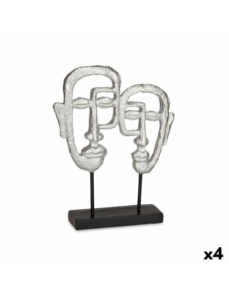 Figurine Décorative Visage Argenté 27 x 32,5 x 10,5 cm (4 Unités)