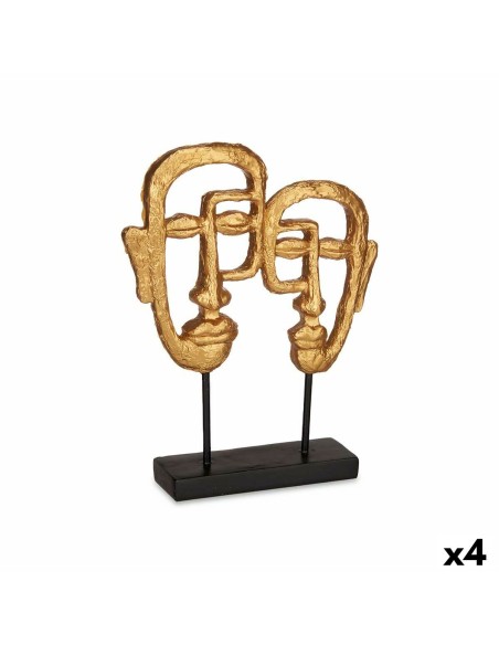 Figurine Décorative Visage Doré 27 x 32,5 x 10,5 cm (4 Unités)