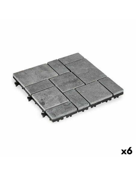 Carreau à emboîtement Ibergarden TTS11P-GY Gris Pierre Plastique 30 x 2,8 x 30 cm (6 Unités)