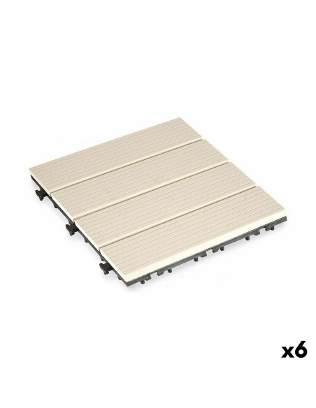 Carreau à emboîtement Ibergarden SM-4P-AWH Beige Polyéthylène Composite 30 x 2,6 x 30 cm (6 Unités)