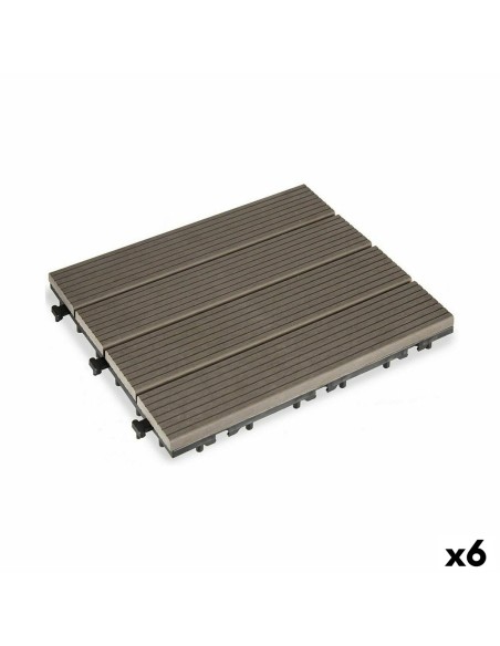 Carreau à emboîtement Ibergarden SM-4P-ALDH Noir Polyéthylène Composite 30 x 2,6 x 30 cm (6 Unités)