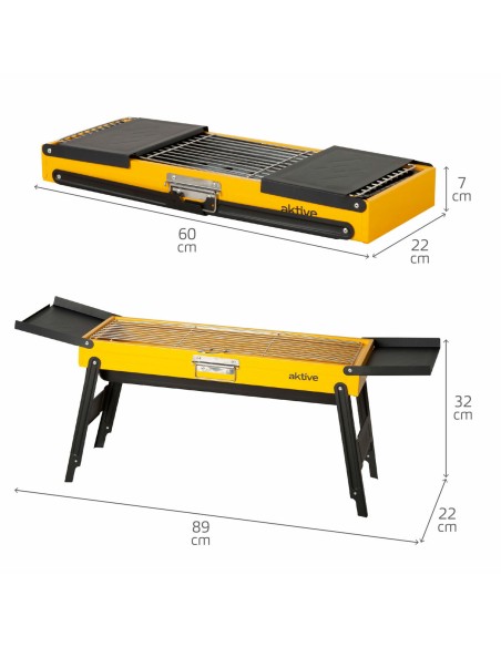 Barbecue Portable Aktive Acier 89 x 32 x 22 cm Jaune