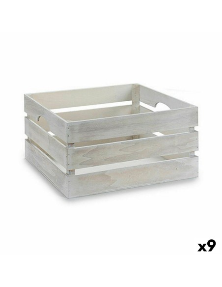 Boîte Décorative Blanc Bois 31 x 20 x 40,5 cm (9 Unités)