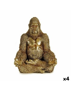 Figurine Décorative Gorille Yoga Doré 19 x 26,5 x 22 cm (4 Unités)