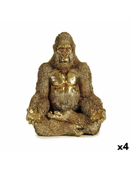 Figurine Décorative Gorille Yoga Doré 19 x 26,5 x 22 cm (4 Unités)