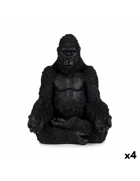 Figurine Décorative Gorille Yoga Noir 19 x 26,5 x 22 cm (4 Unités)