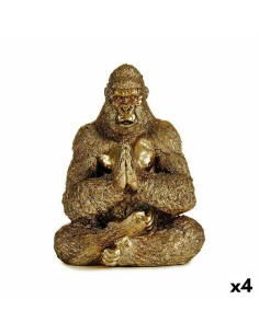 Figurine Décorative Yoga Gorille Doré 16 x 27,5 x 22 cm (4 Unités)