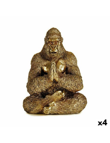 Figurine Décorative Yoga Gorille Doré 16 x 27,5 x 22 cm (4 Unités)