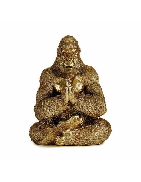 Figurine Décorative Yoga Gorille Doré 16 x 27,5 x 22 cm (4 Unités)