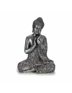 Figurine Décorative Buda Assis Argenté 22 x 33 x 18 cm (4 Unités) 2
