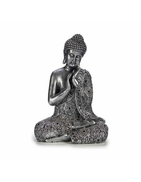 Figurine Décorative Buda Assis Argenté 22 x 33 x 18 cm (4 Unités)
