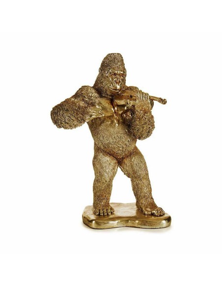 Figurine Décorative Gorille Violon Doré 16 x 40 x 30 cm (3 Unités)