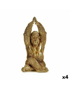 Figurine Décorative Yoga Gorille Doré 17 x 36 x 19,5 cm (4 Unités)