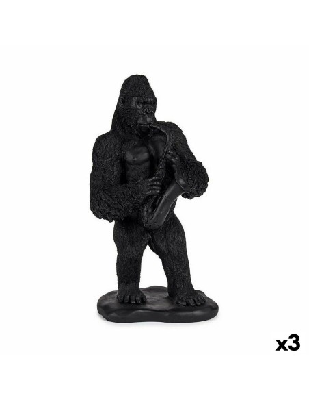 Figurine Décorative Gorille Saxophone Noir 15 x 38,8 x 22 cm (3 Unités)