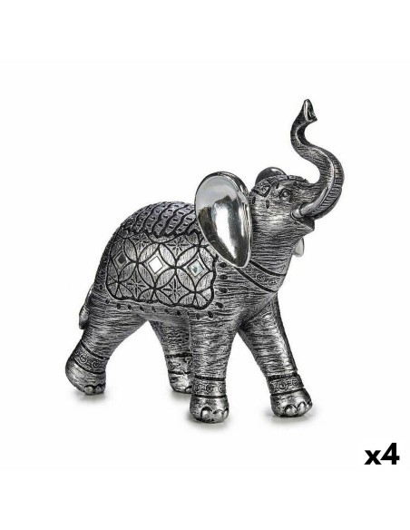 Figurine Décorative Eléphant Argenté 27,5 x 27 x 11 cm (4 Unités)