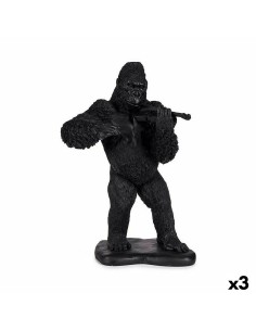Figurine Décorative Gorille Violon Noir 17 x 41 x 30 cm (3 Unités)