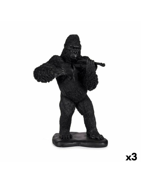 Figurine Décorative Gorille Violon Noir 17 x 41 x 30 cm (3 Unités)