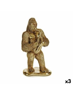 Figurine Décorative Gorille Saxophone Doré 18,5 x 38,8 x 22 cm (3 Unités)