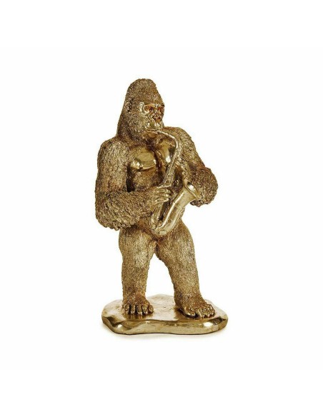 Figurine Décorative Gorille Saxophone Doré 18,5 x 38,8 x 22 cm (3 Unités)