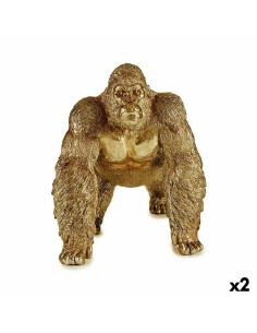 Figurine Décorative Gorille Doré 20 x 27,5 x 34 cm (2 Unités)