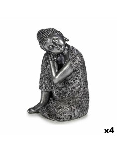 Figurine Décorative Buda Assis Argenté 20 x 30 x 20 cm (4 Unités)