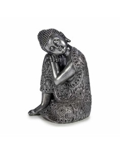 Figurine Décorative Buda Assis Argenté 20 x 30 x 20 cm (4 Unités) 2