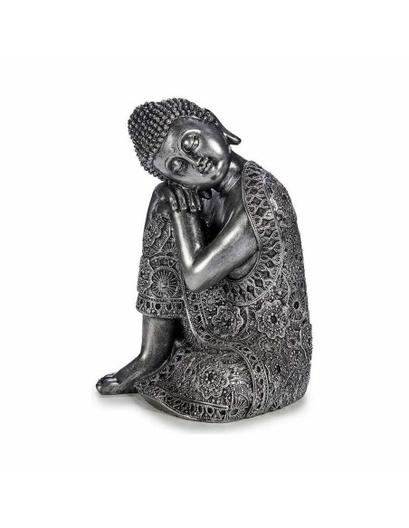 Figurine Décorative Buda Assis Argenté 20 x 30 x 20 cm (4 Unités)