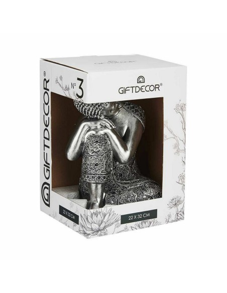 Figurine Décorative Buda Assis Argenté 20 x 30 x 20 cm (4 Unités)