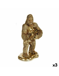 Figurine Décorative Gorille Guitare Doré 16 x 39 x 27 cm (3 Unités)