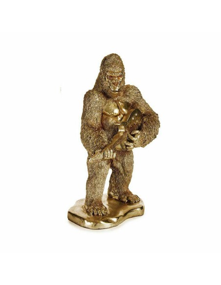 Figurine Décorative Gorille Guitare Doré 16 x 39 x 27 cm (3 Unités)