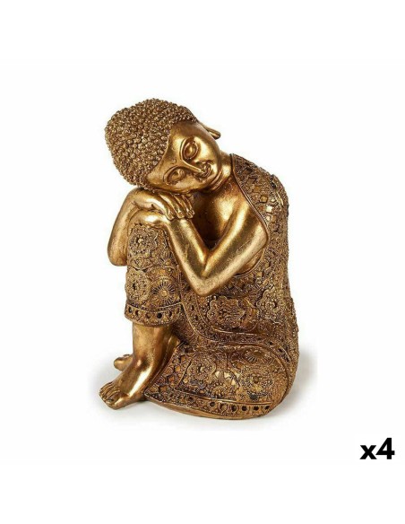 Figurine Décorative Buda Assis Doré 20 x 30 x 20 cm (4 Unités)