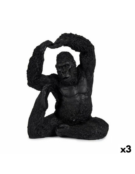 Figurine Décorative Yoga Gorille Noir 15,2 x 31,5 x 26,5 cm (3 Unités)