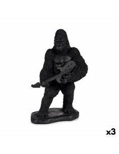 Figurine Décorative Gorille Guitare Noir 17,5 x 38 x 27 cm (3 Unités)