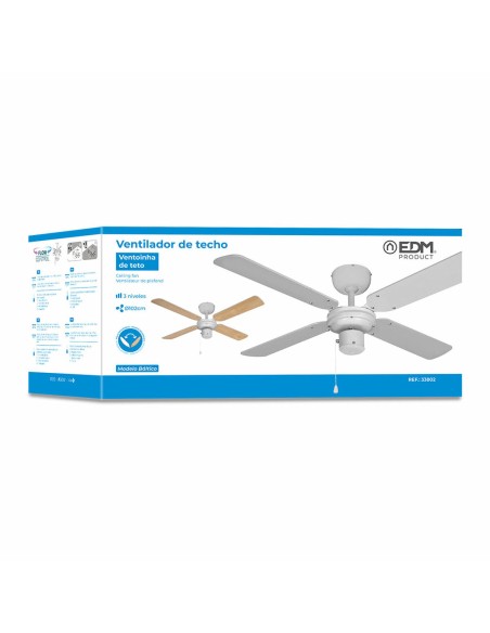 Ventilateur de Plafond EDM 33802 Báltico Blanc 50 W ø 102 cm