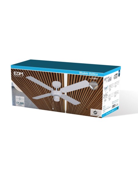 Ventilateur de Plafond EDM 33802 Báltico Blanc 50 W ø 102 cm