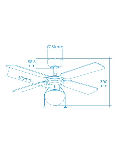 Ventilateur de Plafond avec Lumière EDM 33800 Caribe Blanc 50 W