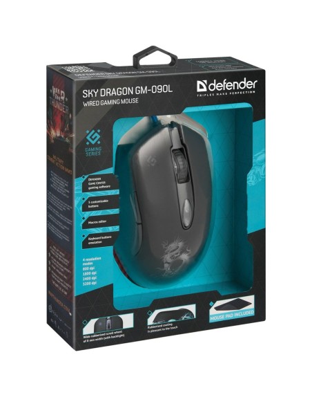 Souris Gaming Defender GM-090L Noir 3200 DPI