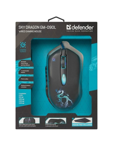 Souris Gaming Defender GM-090L Noir 3200 DPI