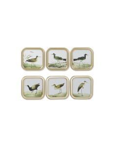 Cadre DKD Home Decor Oiseaux Cottage 30 x 2 x 30 cm (6 Unités)