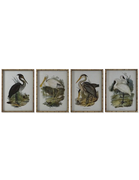 Cadre DKD Home Decor Oiseaux Oriental 45 x 3 x 60 cm (4 Unités)