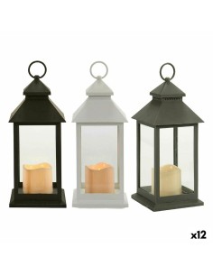 Lanterne à LED Blanc Noir Verre Plastique 13,5 x 34,5 x 13,5 cm (12 Unités)